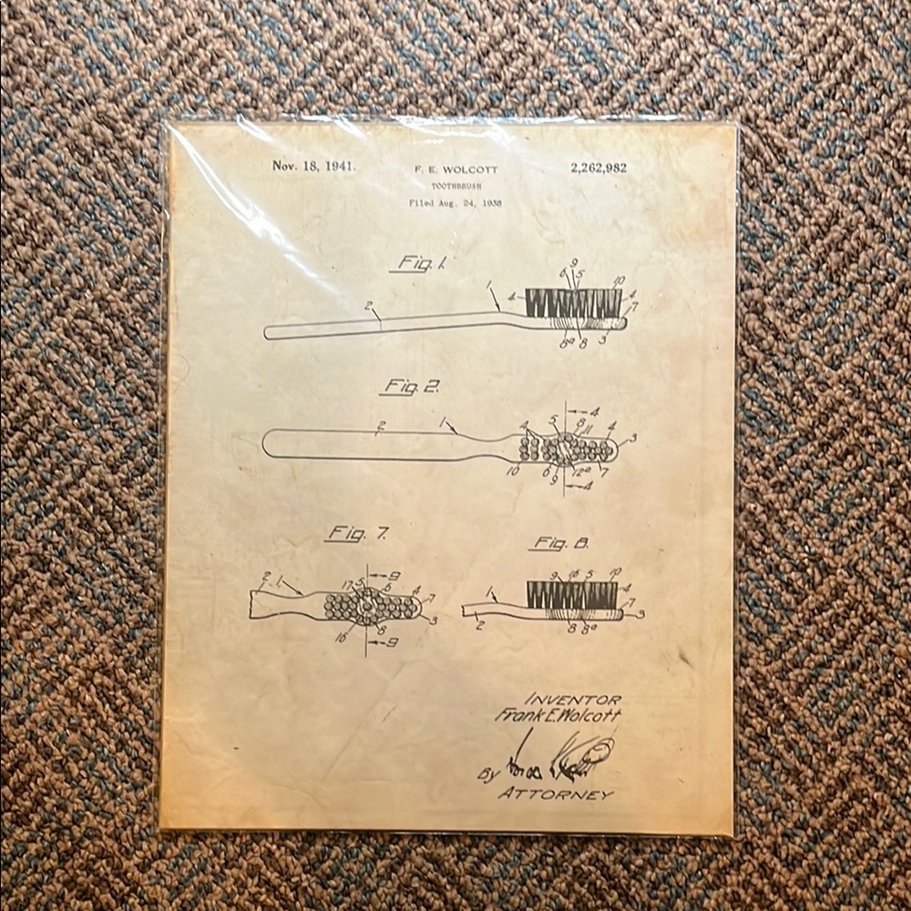 Vintage Toothbrush Patent Print